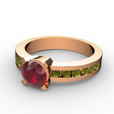 Verena Tektaş Yüzük - Garnet ve peridot 14 ayar rose altın yüzük #qefl72