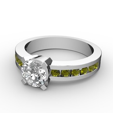 Pırlanta ve peridot 925 ayar gümüş yüzük (0.92 karat)