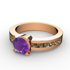 Verena Tektaş Yüzük - Ametist ve dumanlı kuvars 18 ayar rose altın yüzük #rbka19