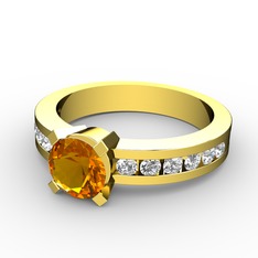 Verena Tektaş Yüzük - Sitrin ve swarovski 14 ayar altın yüzük #rlj7oq