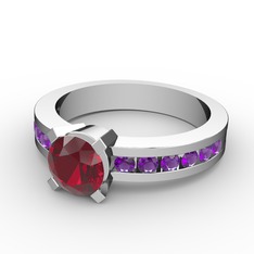 Verena Tektaş Yüzük - Garnet ve ametist 8 ayar beyaz altın yüzük #rpa1pg