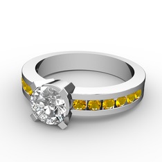 Verena Tektaş Yüzük - Swarovski ve sitrin 925 ayar gümüş yüzük #u17836