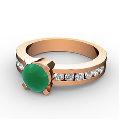 Verena Tektaş Yüzük - Kök zümrüt ve pırlanta 925 ayar rose altın kaplama gümüş yüzük (0.432 karat) #ubfuer