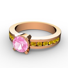 Verena Tektaş Yüzük - Pembe kuvars ve sitrin 18 ayar rose altın yüzük #wlsw9v