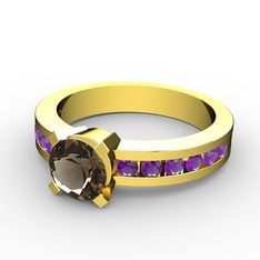 Verena Tektaş Yüzük - Dumanlı kuvars ve ametist 8 ayar altın yüzük #wwgr8s