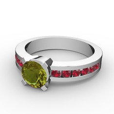 Verena Tektaş Yüzük - Peridot ve garnet 8 ayar beyaz altın yüzük #wzsju4