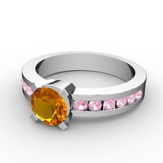 Verena Tektaş Yüzük - Sitrin ve pembe kuvars 925 ayar gümüş yüzük #z2qp0n