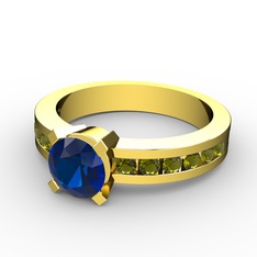 Lab safir ve peridot 18 ayar altın yüzük