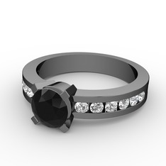 Verena Tektaş Yüzük - Siyah zirkon ve pırlanta 925 ayar siyah rodyum kaplama gümüş yüzük (0.432 karat) #ziigit