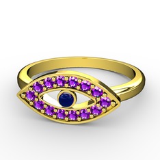 Palmira Nazar Yüzük - Ametist ve lab safir 925 ayar altın kaplama gümüş yüzük #14sbf8n