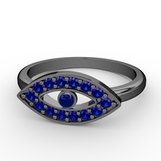 Palmira Nazar Yüzük - Lab safir 925 ayar siyah rodyum kaplama gümüş yüzük #1bivk3r