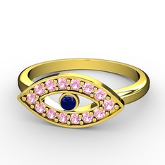 Palmira Nazar Yüzük - Pembe kuvars ve lab safir 8 ayar altın yüzük #1c2wdr3