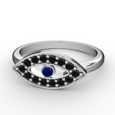 Siyah zirkon ve lab safir 925 ayar gümüş yüzük