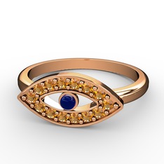 Palmira Nazar Yüzük - Sitrin ve lab safir 8 ayar rose altın yüzük #1eeupt2