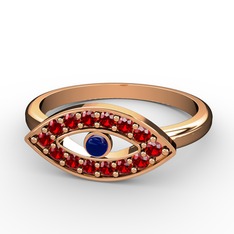 Garnet ve lab safir 18 ayar rose altın yüzük