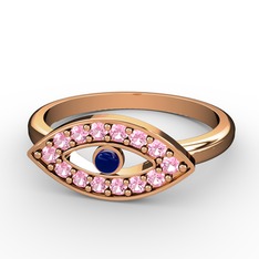 Palmira Nazar Yüzük - Pembe kuvars ve lab safir 14 ayar rose altın yüzük #1mtbbc2