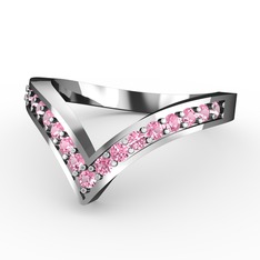 Victorian Yüzük - Pembe kuvars 18 ayar beyaz altın yüzük #1dk20n