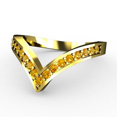 Victorian Yüzük - Sitrin 925 ayar altın kaplama gümüş yüzük #w619bb