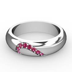 Rodolit garnet 18 ayar beyaz altın yüzük