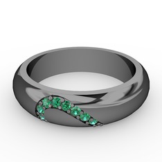 Anuves (Kadın) Alyans - Yeşil kuvars 925 ayar siyah rodyum kaplama gümüş yüzük #1fd5elq