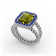 Ellora Yüzük - Peridot ve lab safir 8 ayar beyaz altın yüzük #10o0sd1