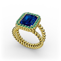 Ellora Yüzük - Lab safir ve yeşil kuvars 925 ayar altın kaplama gümüş yüzük #12fsd6u