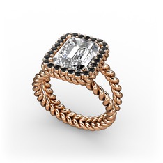 Swarovski ve siyah zirkon 14 ayar rose altın yüzük