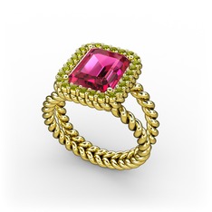 Ellora Yüzük - Rodolit garnet ve peridot 8 ayar altın yüzük #17rz1l