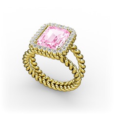 Ellora Yüzük - Pembe kuvars ve swarovski 18 ayar altın yüzük #17v6tn