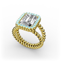 Ellora Yüzük - Swarovski ve akuamarin 18 ayar altın yüzük #17vkbf6