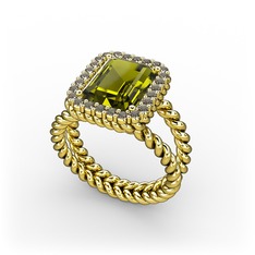 Ellora Yüzük - Peridot ve dumanlı kuvars 8 ayar altın yüzük #18nwhzl