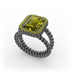 Ellora Yüzük - Peridot 925 ayar siyah rodyum kaplama gümüş yüzük #18v6s6x