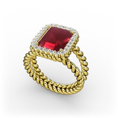 Ellora Yüzük - Kök yakut ve swarovski 18 ayar altın yüzük #1ainhj8