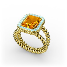 Ellora Yüzük - Sitrin ve akuamarin 925 ayar altın kaplama gümüş yüzük #1b4h3pd