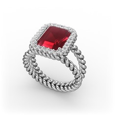 Ellora Yüzük - Kök yakut ve swarovski 14 ayar beyaz altın yüzük #1cy1jp3