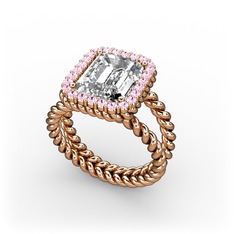 Swarovski ve pembe kuvars 8 ayar rose altın yüzük