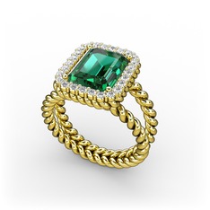 Yeşil kuvars ve swarovski 925 ayar altın kaplama gümüş yüzük