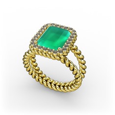 Ellora Yüzük - Kök zümrüt ve dumanlı kuvars 18 ayar altın yüzük #1eavhge