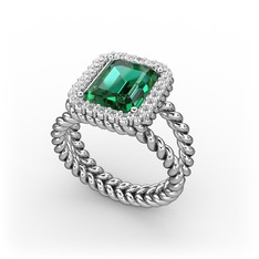 Ellora Yüzük - Yeşil kuvars ve swarovski 925 ayar gümüş yüzük #1ibpyc9