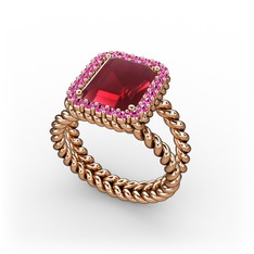 Ellora Yüzük - Kök yakut ve rodolit garnet 925 ayar rose altın kaplama gümüş yüzük #1jde322