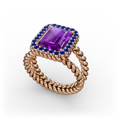 Ellora Yüzük - Ametist ve lab safir 14 ayar rose altın yüzük #1l301uw