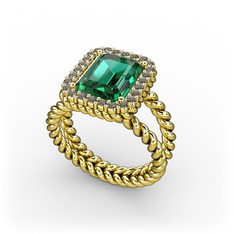 Yeşil kuvars ve dumanlı kuvars 8 ayar altın yüzük