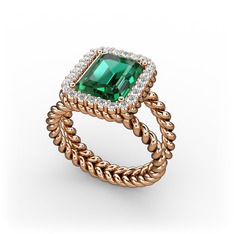 Ellora Yüzük - Yeşil kuvars ve swarovski 14 ayar rose altın yüzük #1opq6hk