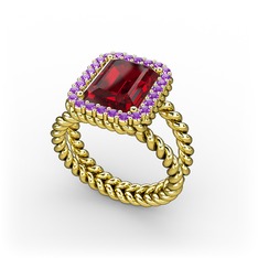 Garnet ve ametist 8 ayar altın yüzük