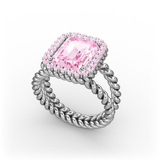 Ellora Yüzük - Pembe kuvars 8 ayar beyaz altın yüzük #1q1tn3u