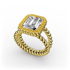 Ellora Yüzük - Swarovski ve sitrin 8 ayar altın yüzük #1qj0ans