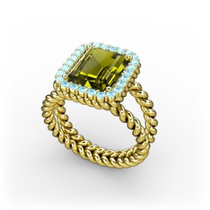 Ellora Yüzük - Peridot ve akuamarin 18 ayar altın yüzük #1rscflo