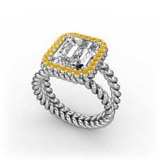 Ellora Yüzük - Swarovski ve sitrin 14 ayar beyaz altın yüzük #1smm8yb