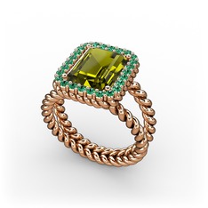 Ellora Yüzük - Peridot ve yeşil kuvars 14 ayar rose altın yüzük #1u6f1rl
