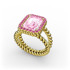 Ellora Yüzük - Pembe kuvars ve rodolit garnet 14 ayar altın yüzük #1vkalkt